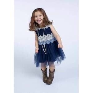 NEW DOE A DEAR girls lace top dress in blue